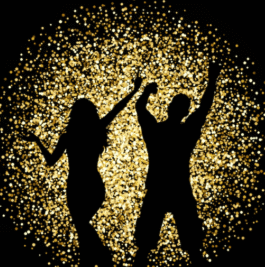Shadow dancing golden background